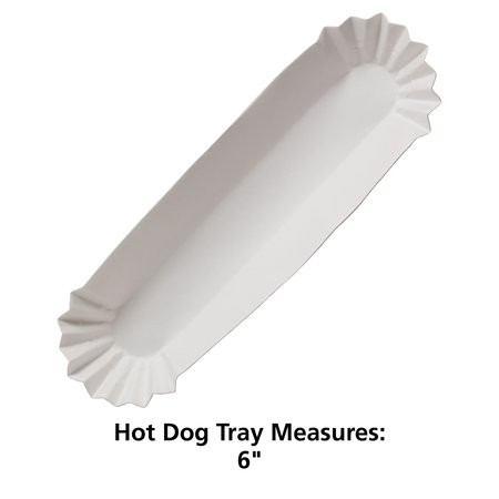 American 6" White Fluted Hot Dog Trays 3000 PK 610740